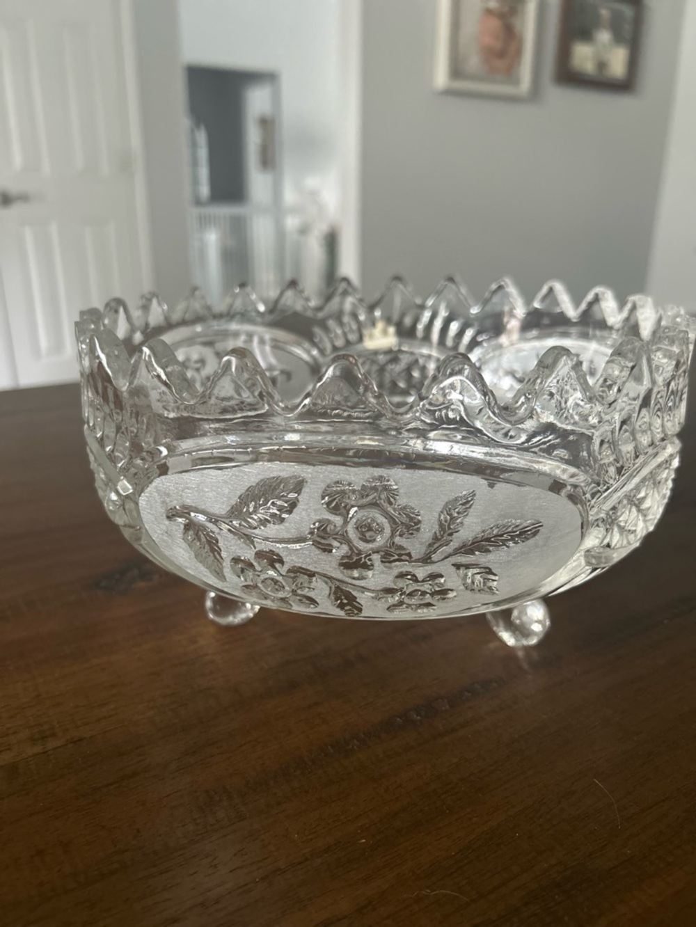 Vintage Zaječar Yugoslavia Pressed Crystal Footed Bowl